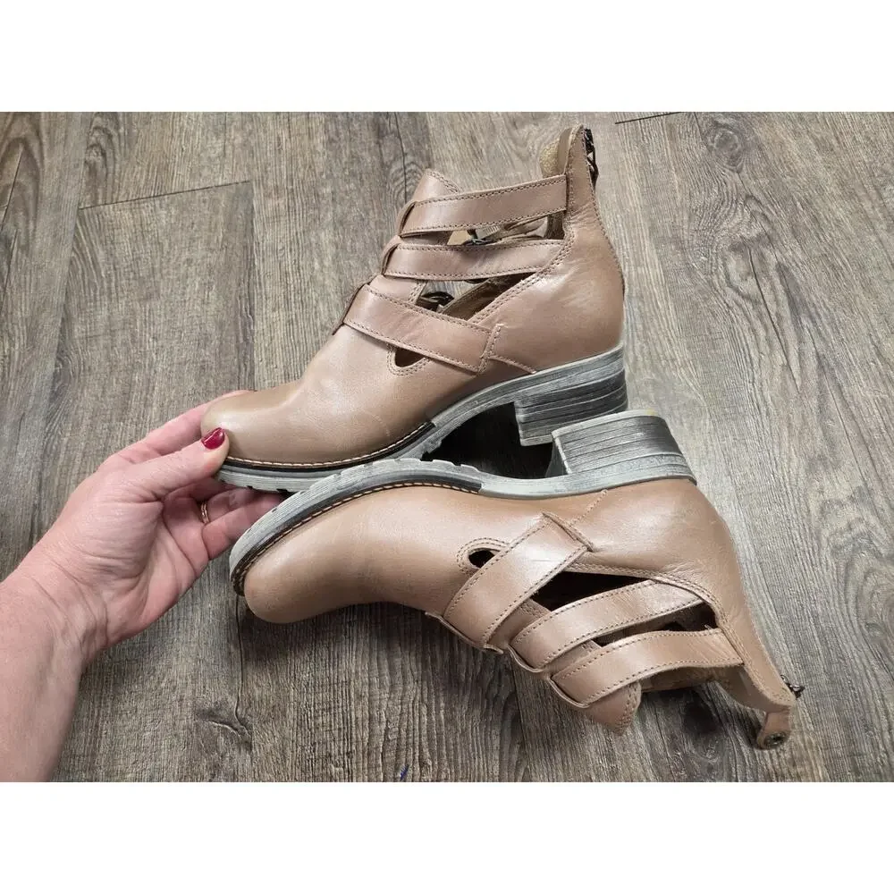 Dromedaries Kelsy Short Summer Pearl Leather Boot Taupe 38 - US 7.5/8